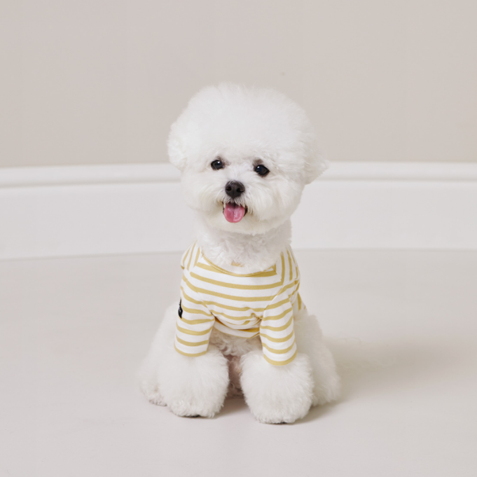 Striped Dog T-Shirt Mustard - The Tail Story