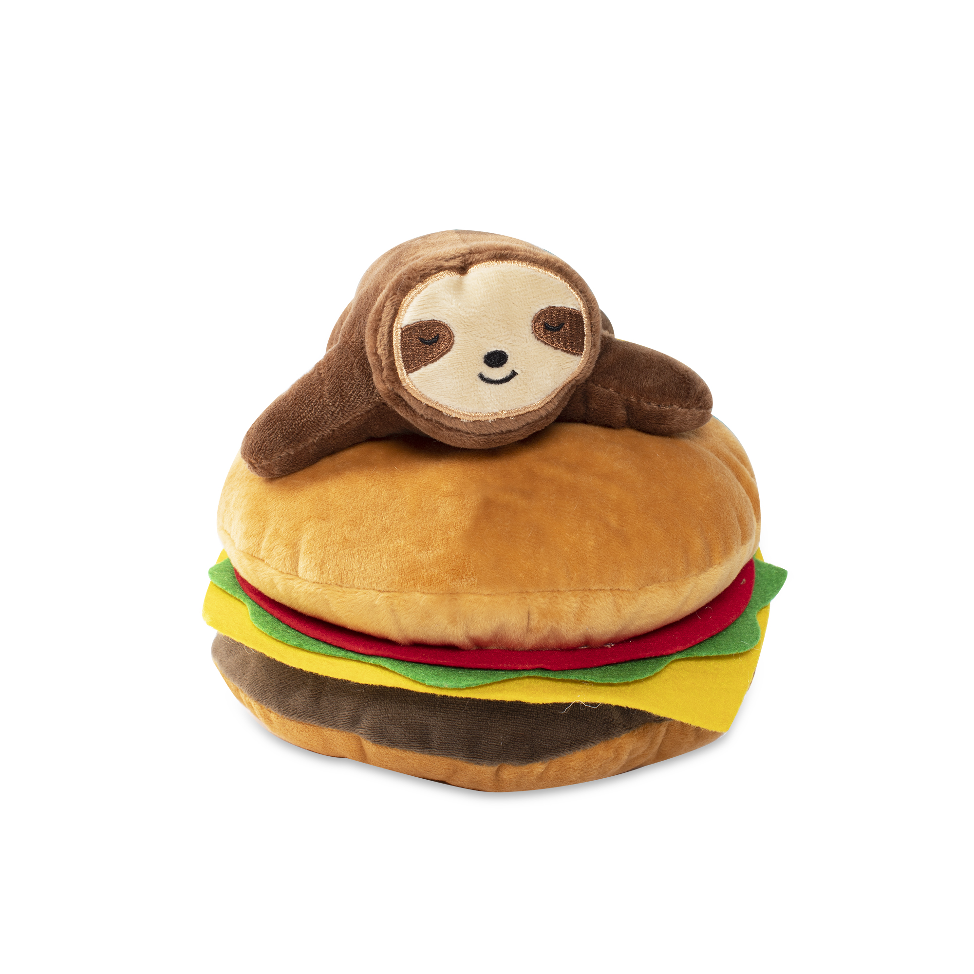 Sloth on A Hamburger Dog Toy