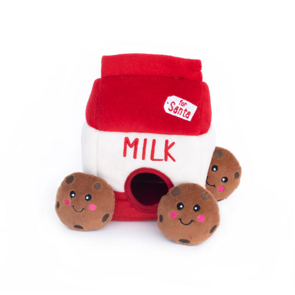 ZippyPaws Holiday Burrow Dog Toy Santa s Milk And Cookies